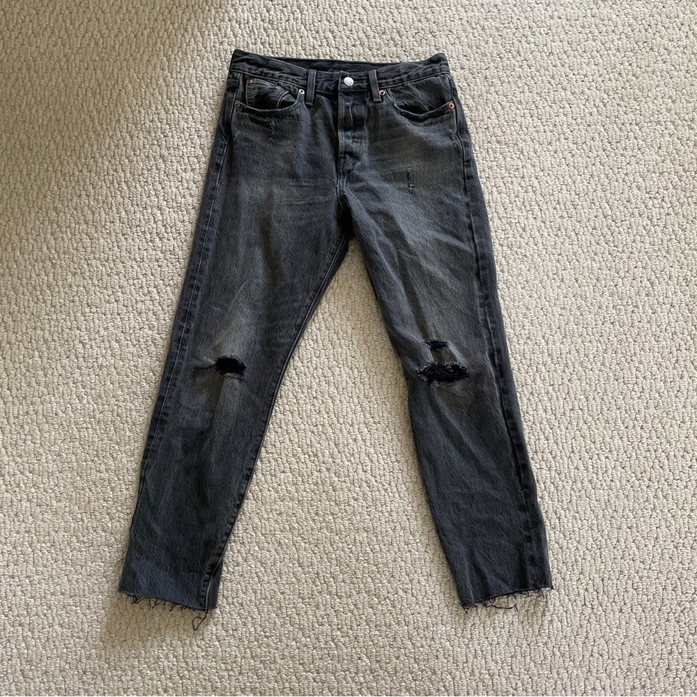 Levi’s Distressed Black/Gray Jeans